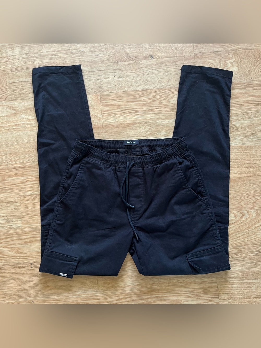 Noon European Utility Cargo Pants Drawstring Black EU 38/ US 30 Small